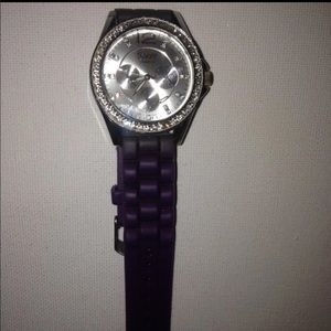 Rhinestone Big Dial Rubber Strap Watch